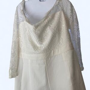 Cream lace off shoulder romper with pockets #offshoulder 2X